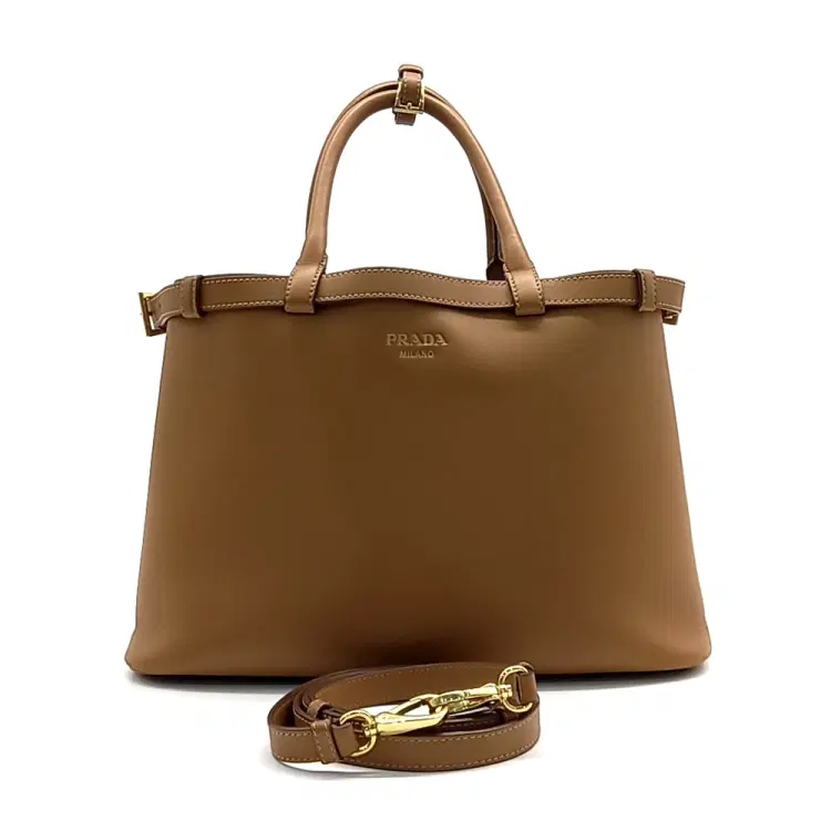 Prada Double Belt Buckle Handbag Medium-Hover-Image