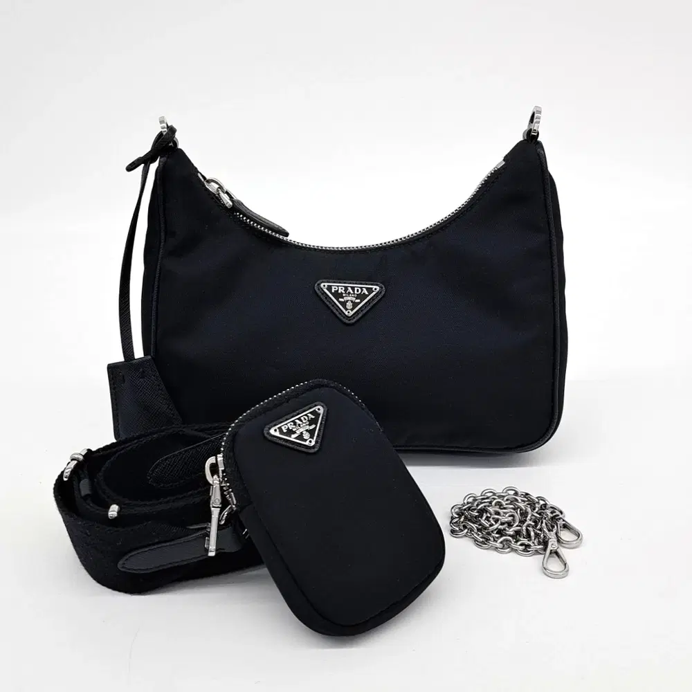 Prada Tessuto Chain Strap Hobo Bag