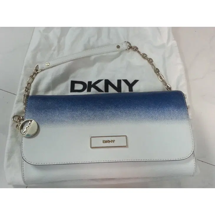 DKNY Catelyn Blue Leather Ombre Shoulder Bag-Hover-Image