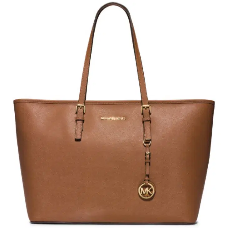Michael Kors Jet Set Travel Saffiano Leather Top-Zip Tote, Tan