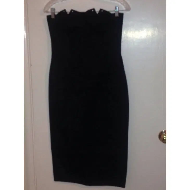 A Black Strapless Corset Dress