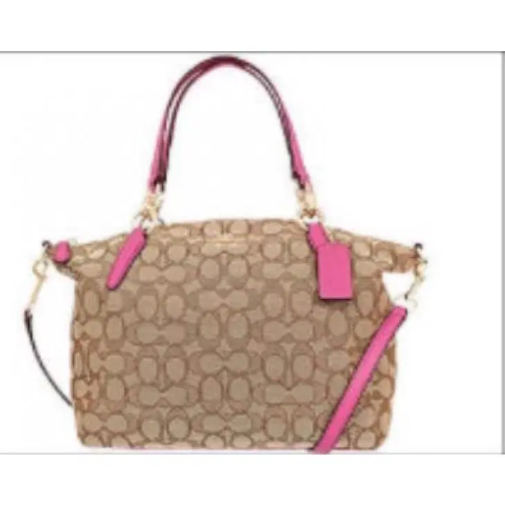 Coach Canvas Shoulder Bag with Pink Leather Trim-Hover-Image