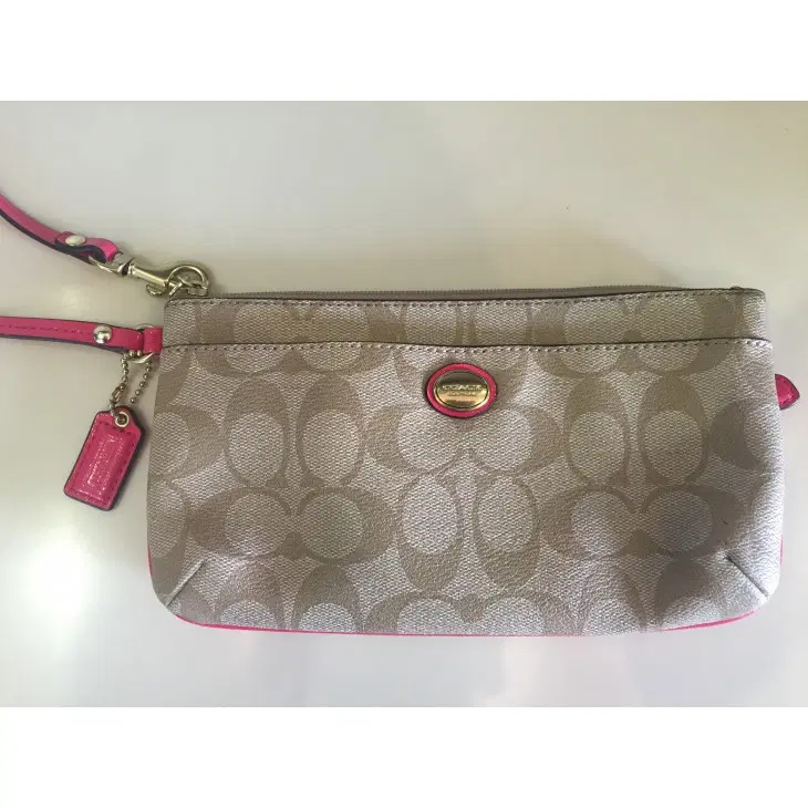 Coach Monogram Wristlet with Pink Detailing