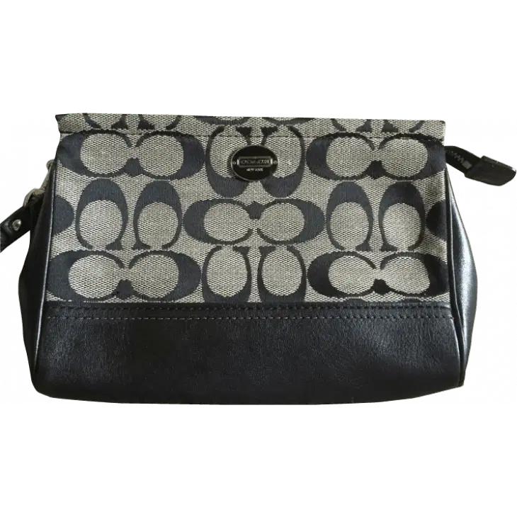 Coach Legacy Large Wristlet In Signature Fabric Black-Hover-Image