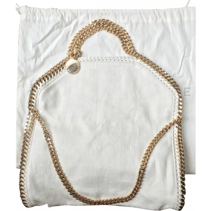 Stella McCartney White Linen Falabella Chain Tote