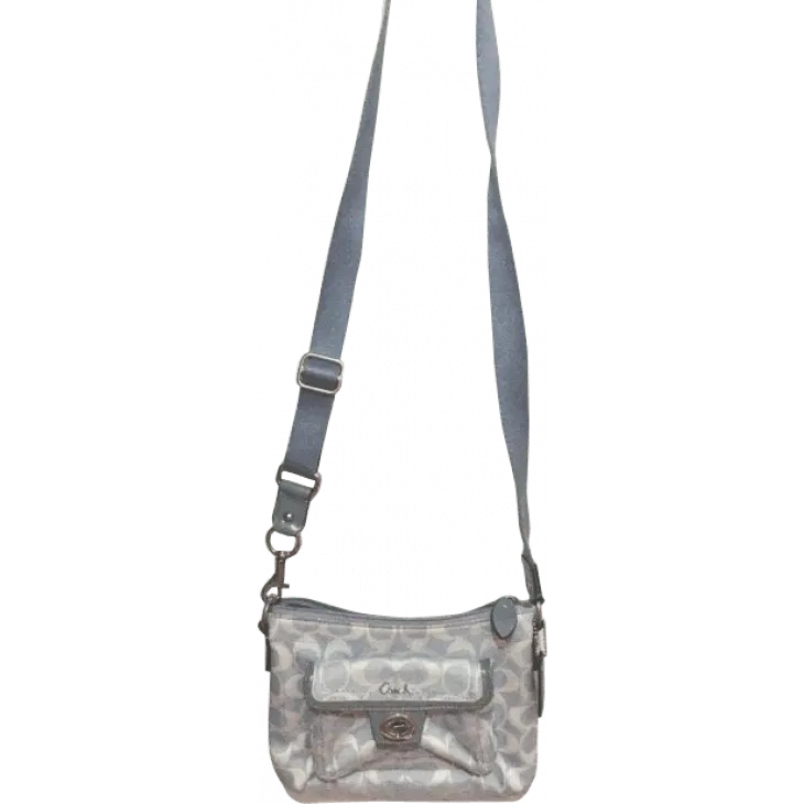Coach Light Blue Monogram Canvas Messenger Bag-Hover-Image