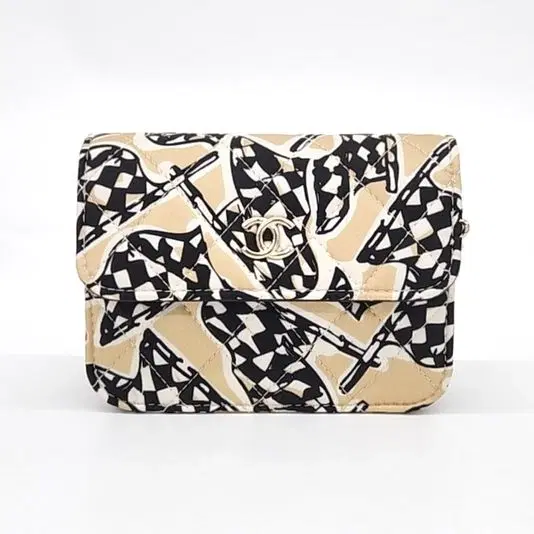 Chanel fabric chain card wallet