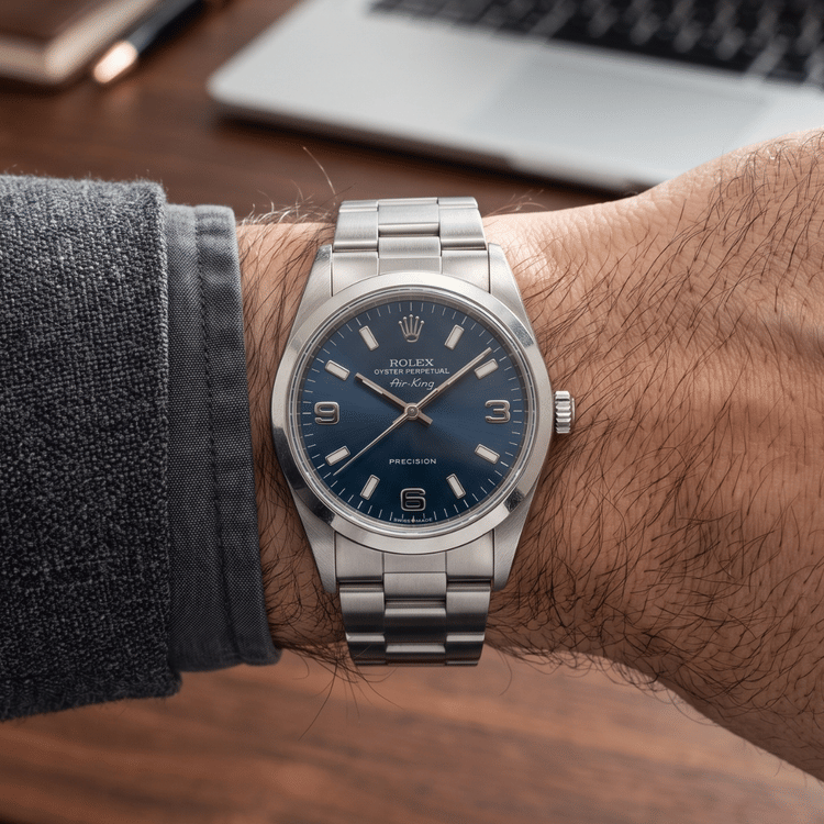 Rolex Air King 34 MM Blue Dial Steel Bracelet Automatic-Hover-Image