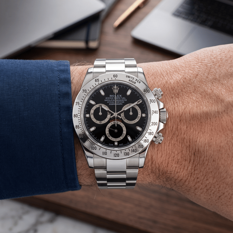 Rolex Daytona 40 MM Black Dial Steel Automatic Watch-Hover-Image