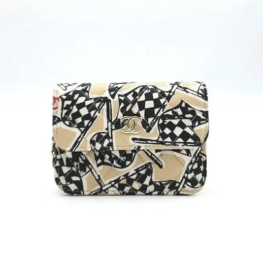 Chanel fabric chain card wallet