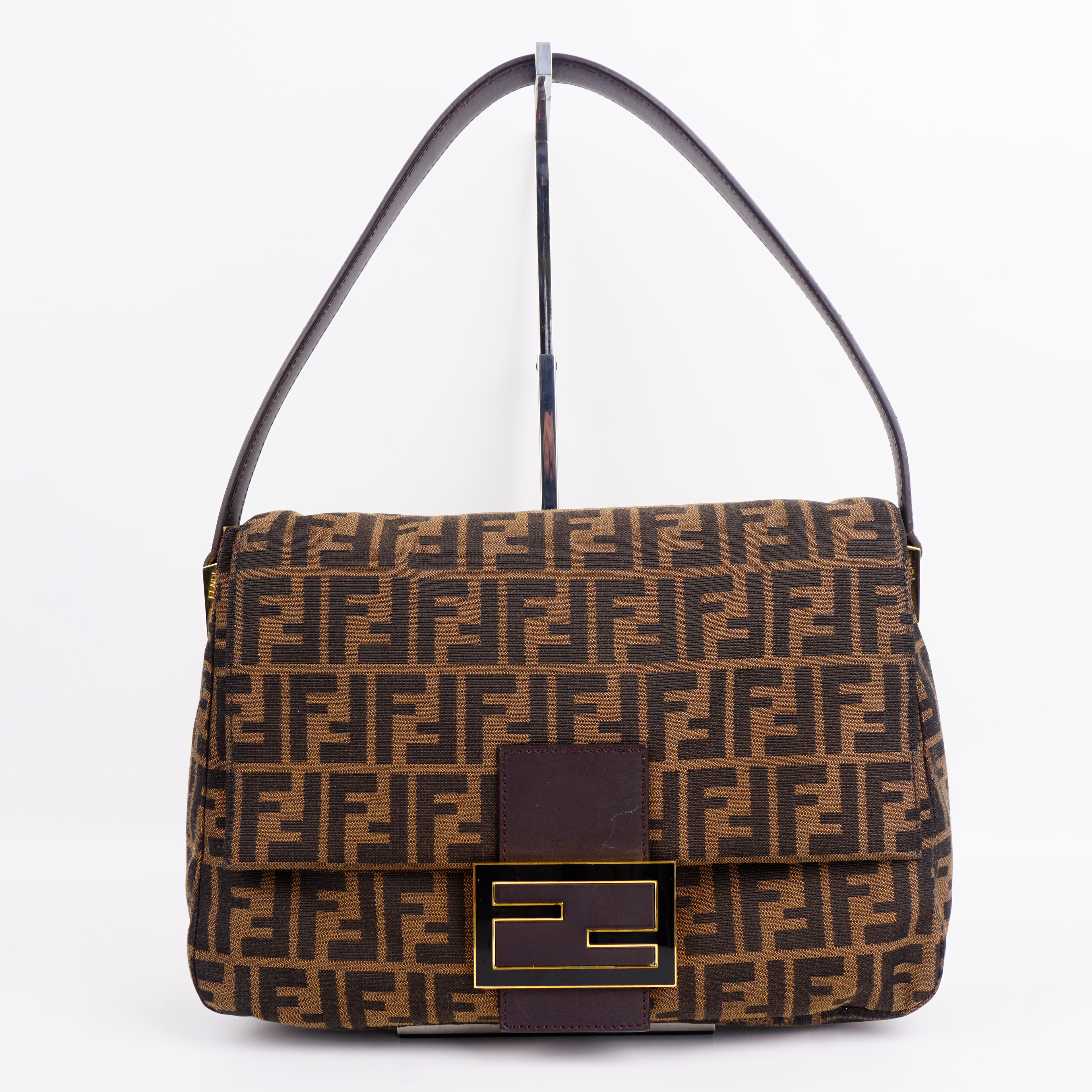 Fendi Tobacco Zucca Canvas Mamma Baguette Shoulder Bag