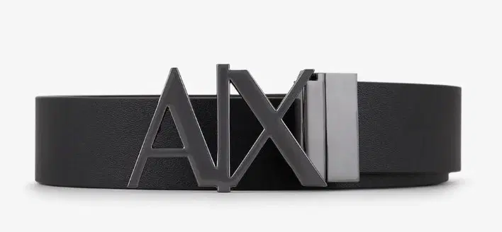 Armani Exchange Logo Buckle Leather Belt