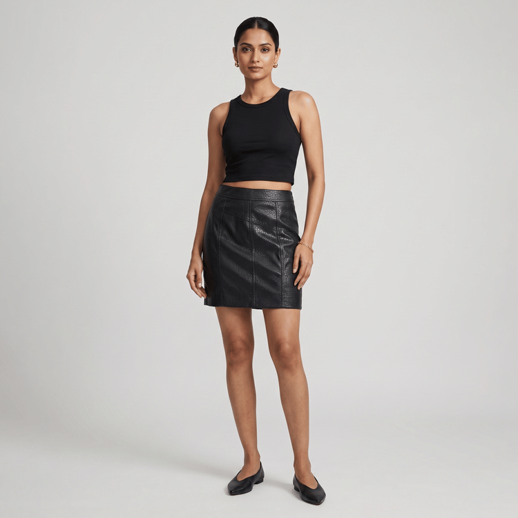 Size XS - Armani Exchange Faux Leather Mini Skirt-Hover-Image