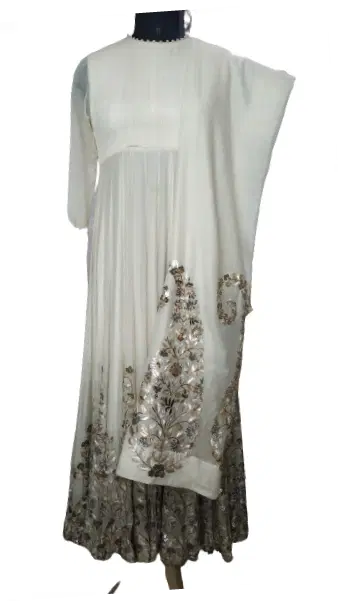Anamika Khanna White Anarkali with Dupatta-Hover-Image