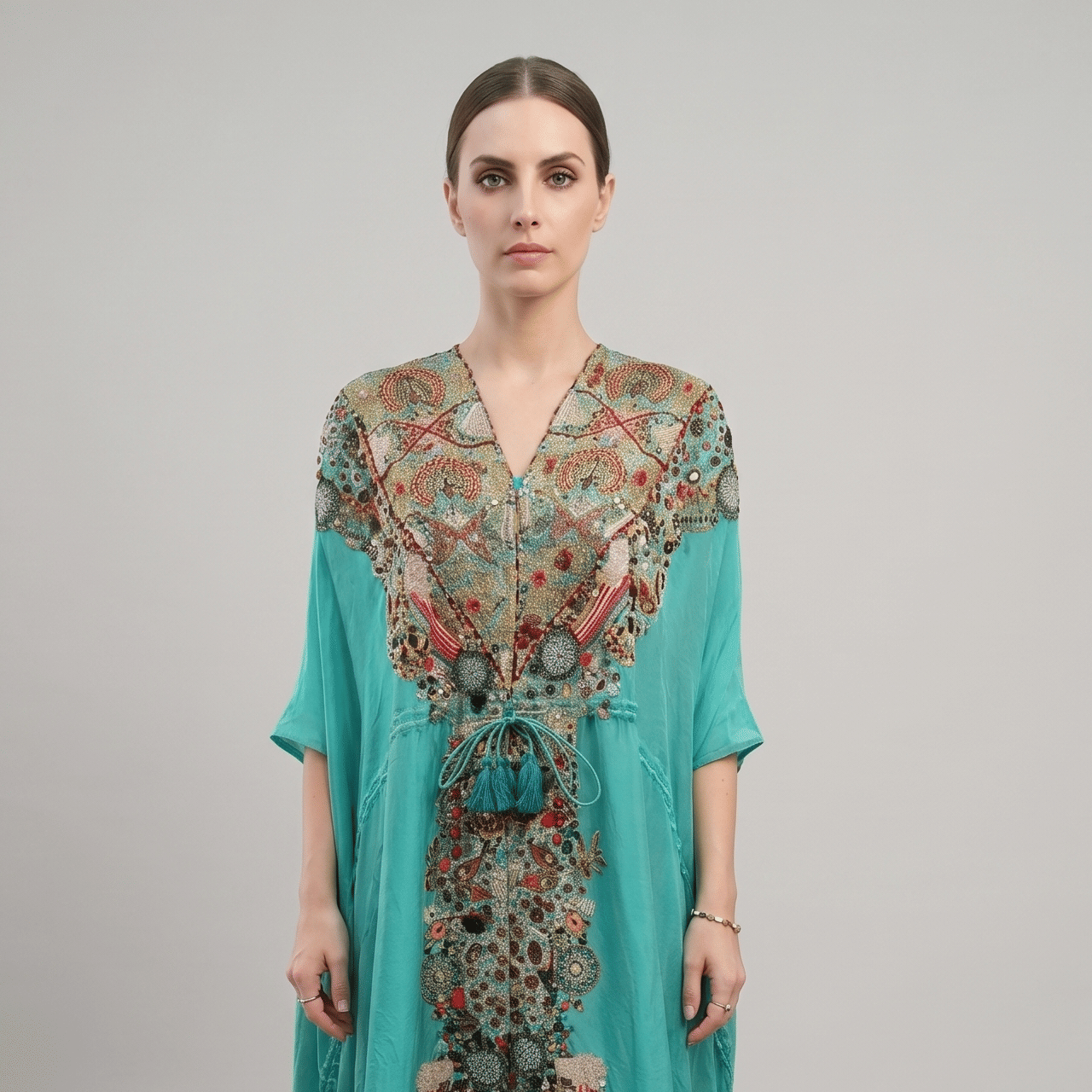 Anamika Khanna Blue Floral Embellished Cape Set