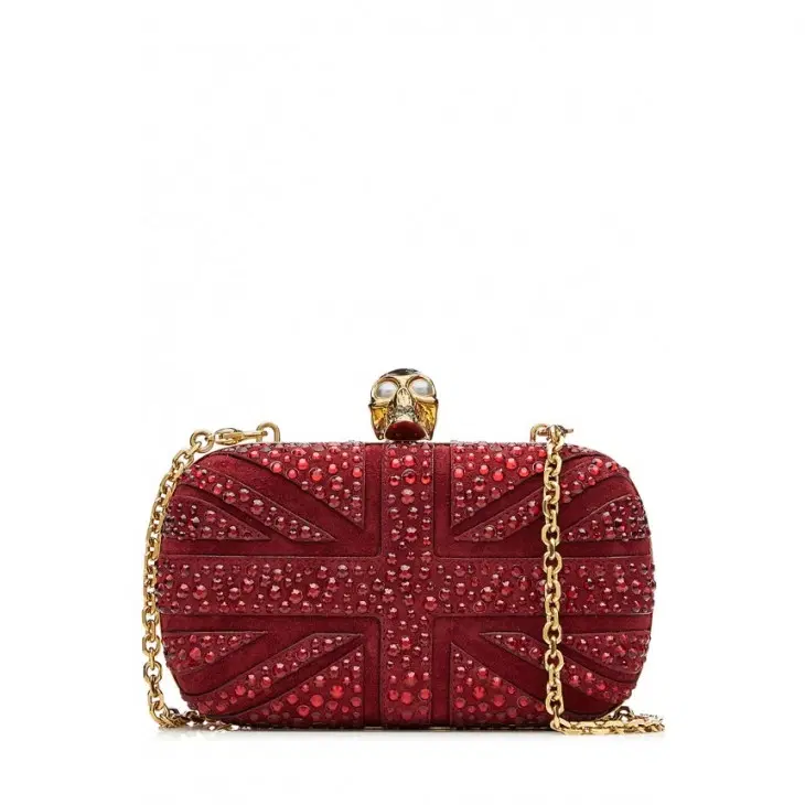ALEXANDER MCQUEEN EMBELLISHED RED CLUTCH-Hover-Image