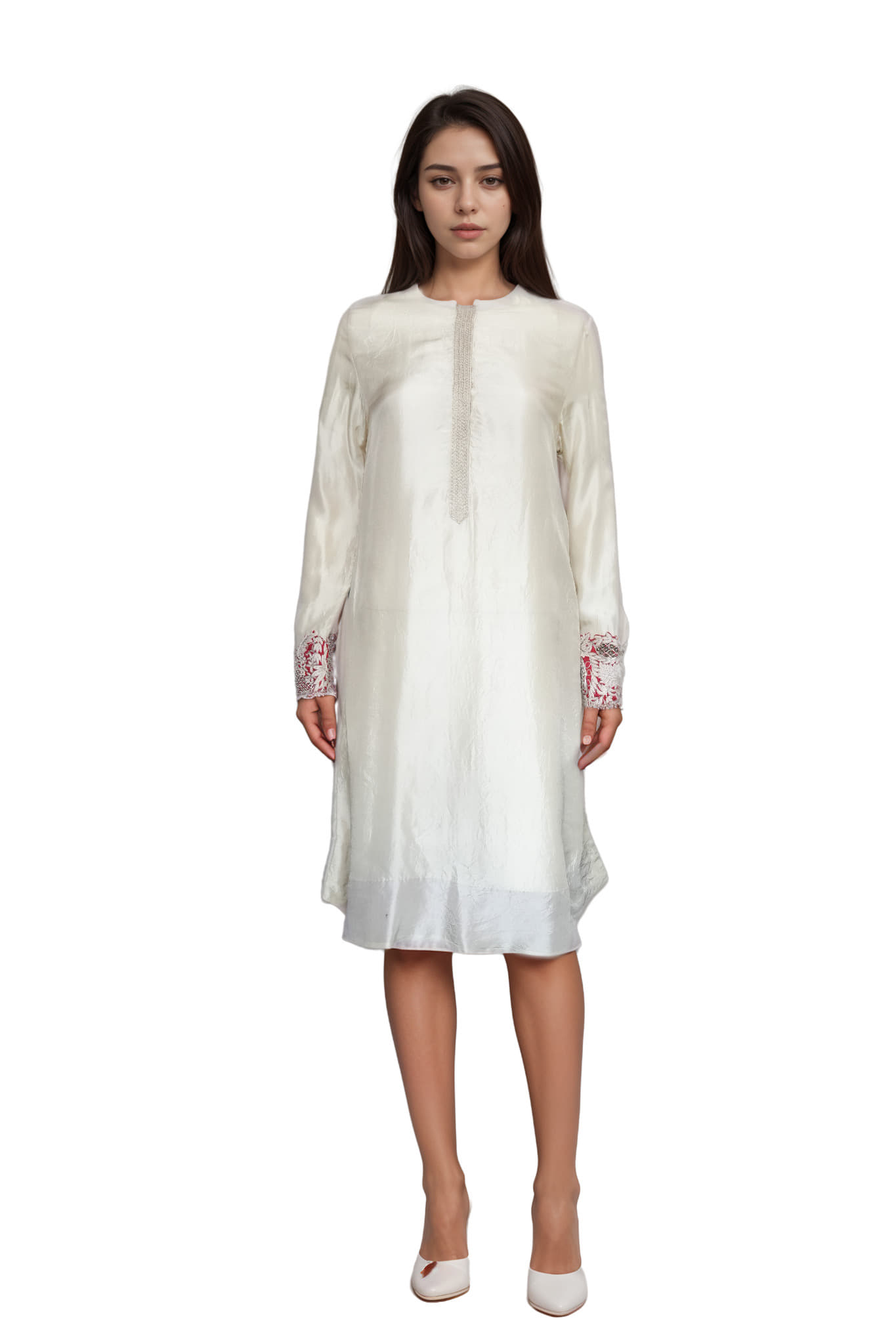 Anamika Khanna Beige Satin Kurta