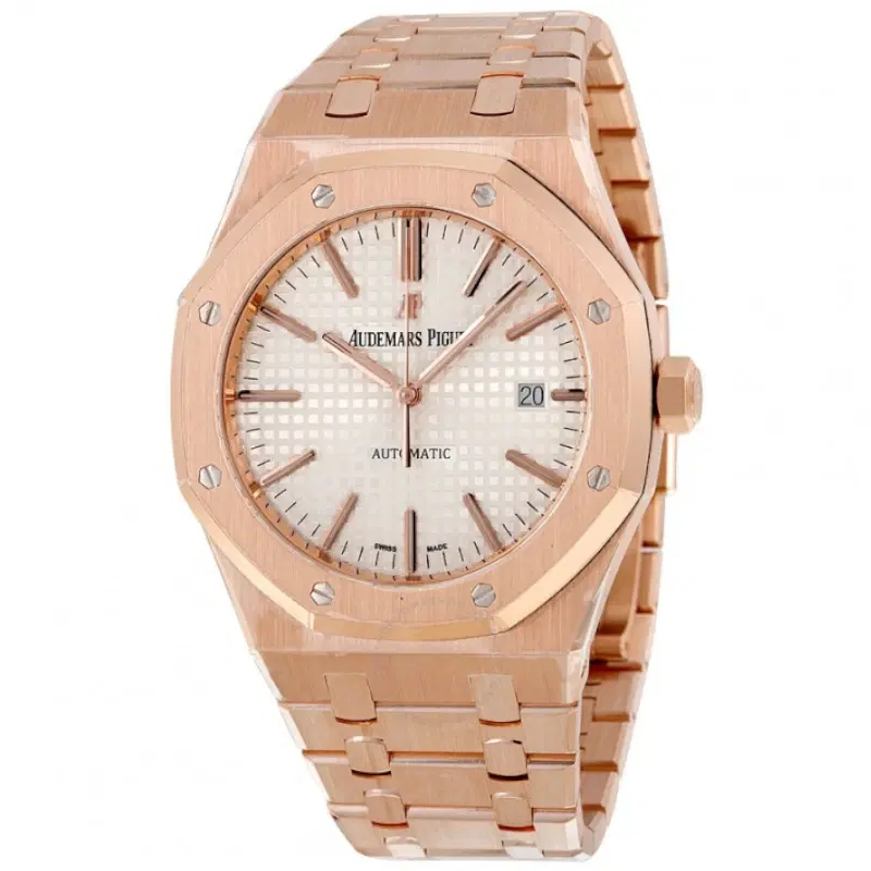 AUDEMARS PIGUET Royal Oak Automatic White Dial 18kt Rose Gold Men's Watch + 2 Year AP Brand Warranty