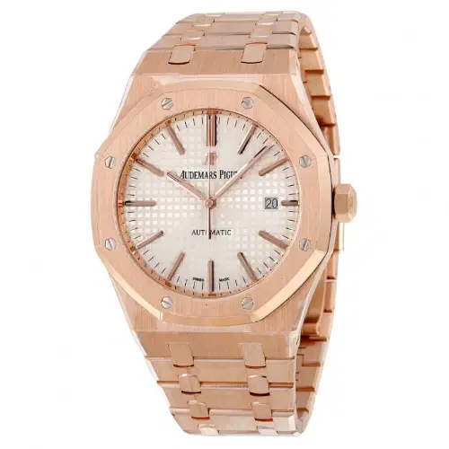 AUDEMARS PIGUET Royal Oak Automatic White Dial 18kt Rose Gold Men's Watch + 2 Year AP Brand Warranty-Hover-Image