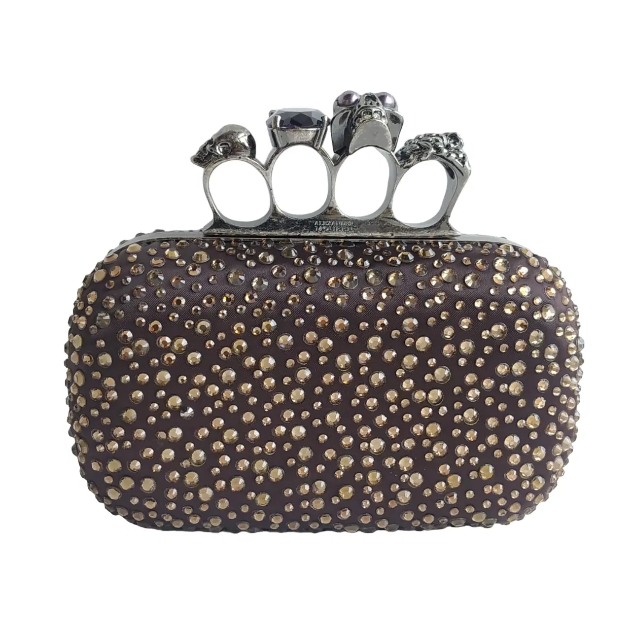 Alexander McQueen Crystal Embellished Skull Box Four Ring Clutch