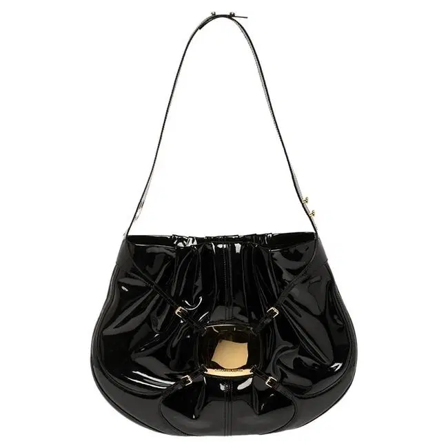 Alexander McQueen Patent Leather Clover Hobo Bag