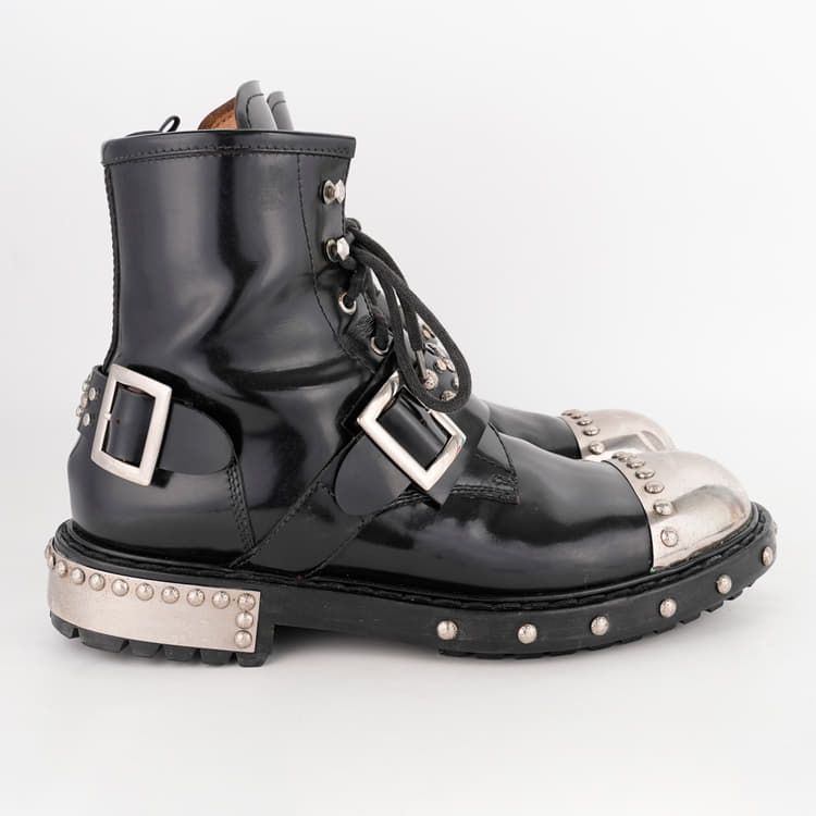 Size 43 - Alexander McQueen Hobnail Metal Toe Cap Boots-Hover-Image