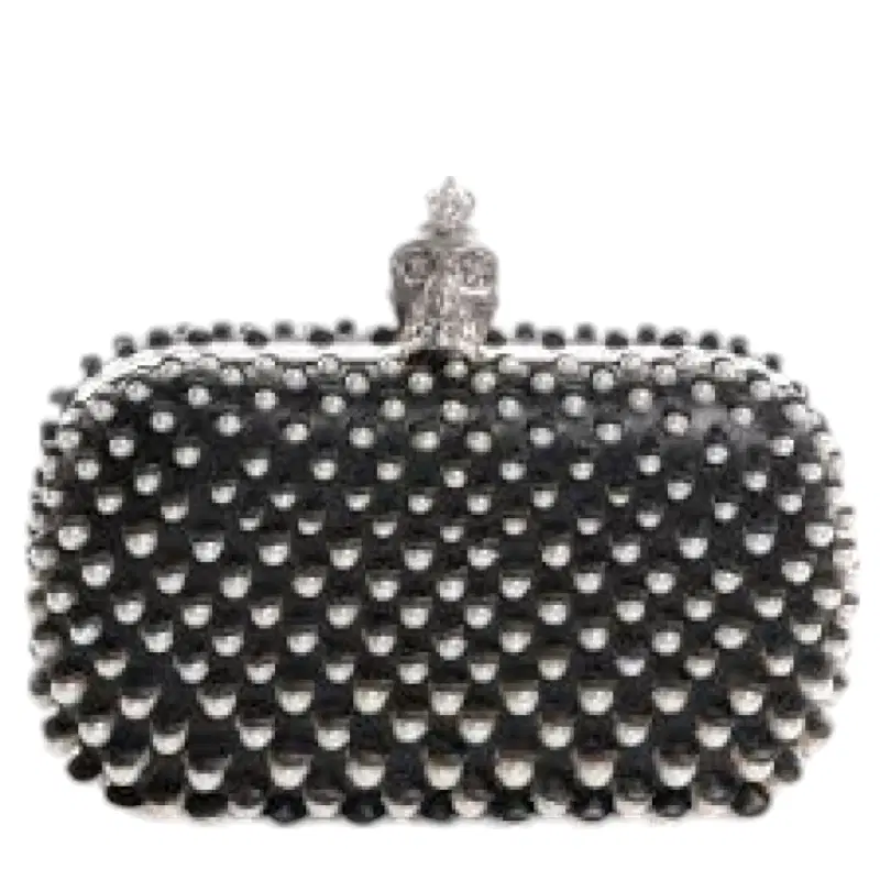Alexander McQueen Skull Pearl Embellished Box Clutch