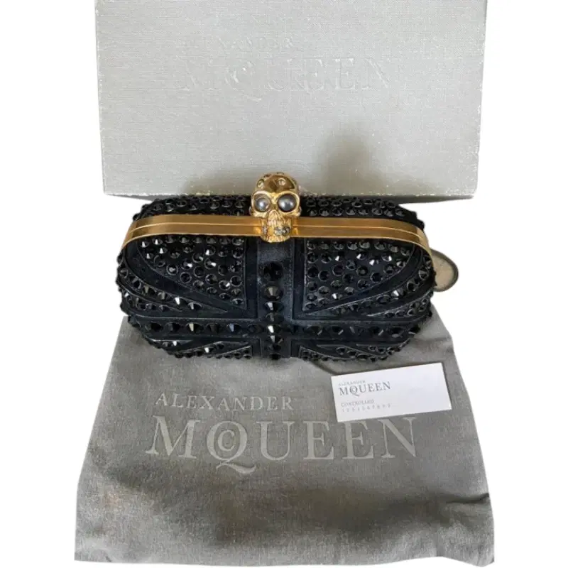 Alexander McQueen Studded Crystal Britannia Skull Box Clutch