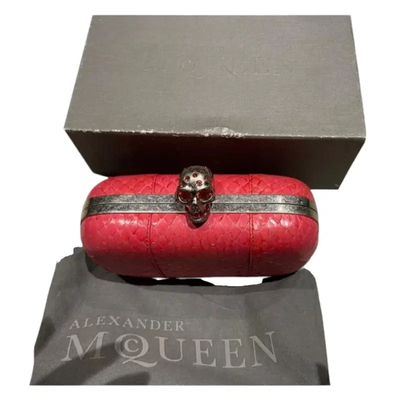 Alexander McQueen Pink Python Skull Box Clutch