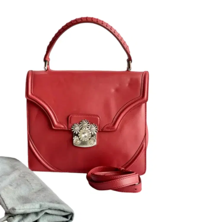 Alexander McQueen Crystal Flower Clasp Top Handle Bag-Hover-Image