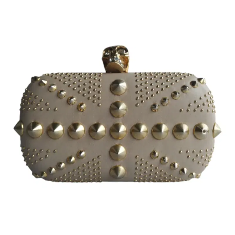 Alexander McQueen Britannia Leather Studded Skull Box Clutch