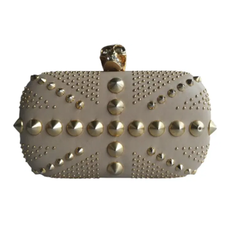 Alexander McQueen Britannia Leather Studded Skull Box Clutch-Hover-Image