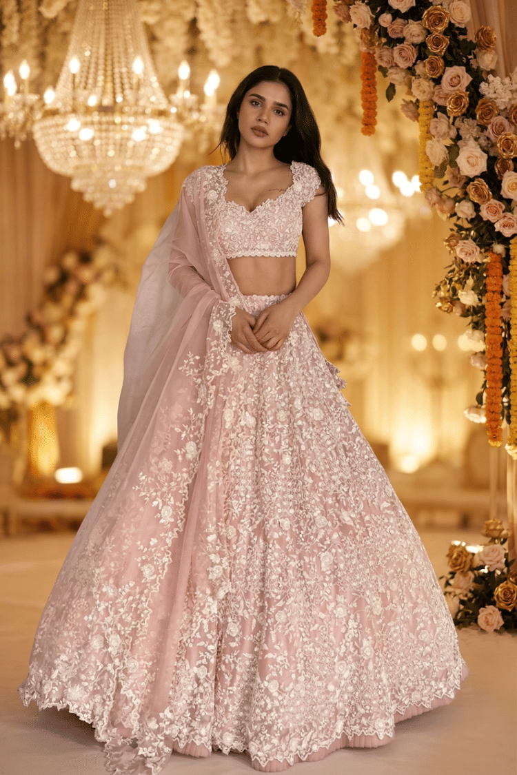 Anushree Reddy Leh Sierra Blush Pink Lehenga Set-Hover-Image