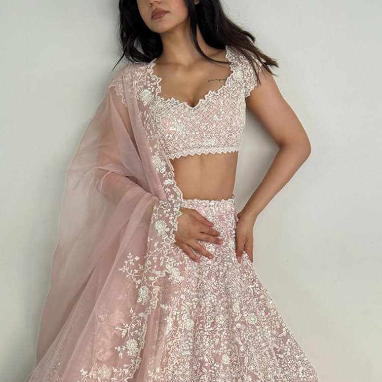 Anushree Reddy Leh Sierra Blush Pink Lehenga Set
