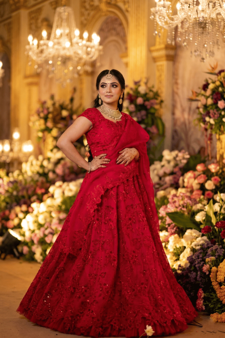 Anushree Reddy Red Lehenga Set-Hover-Image