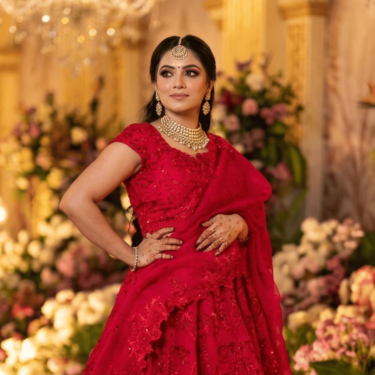 Anushree Reddy Red Lehenga Set