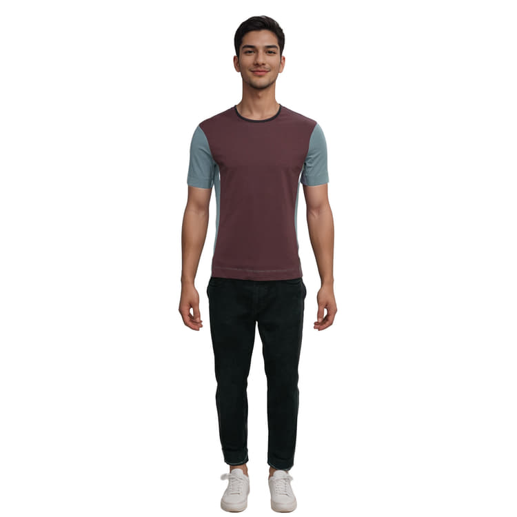 Armani Collezioni SCM21J Brown And Grey Round Neck Tshirt-Hover-Image