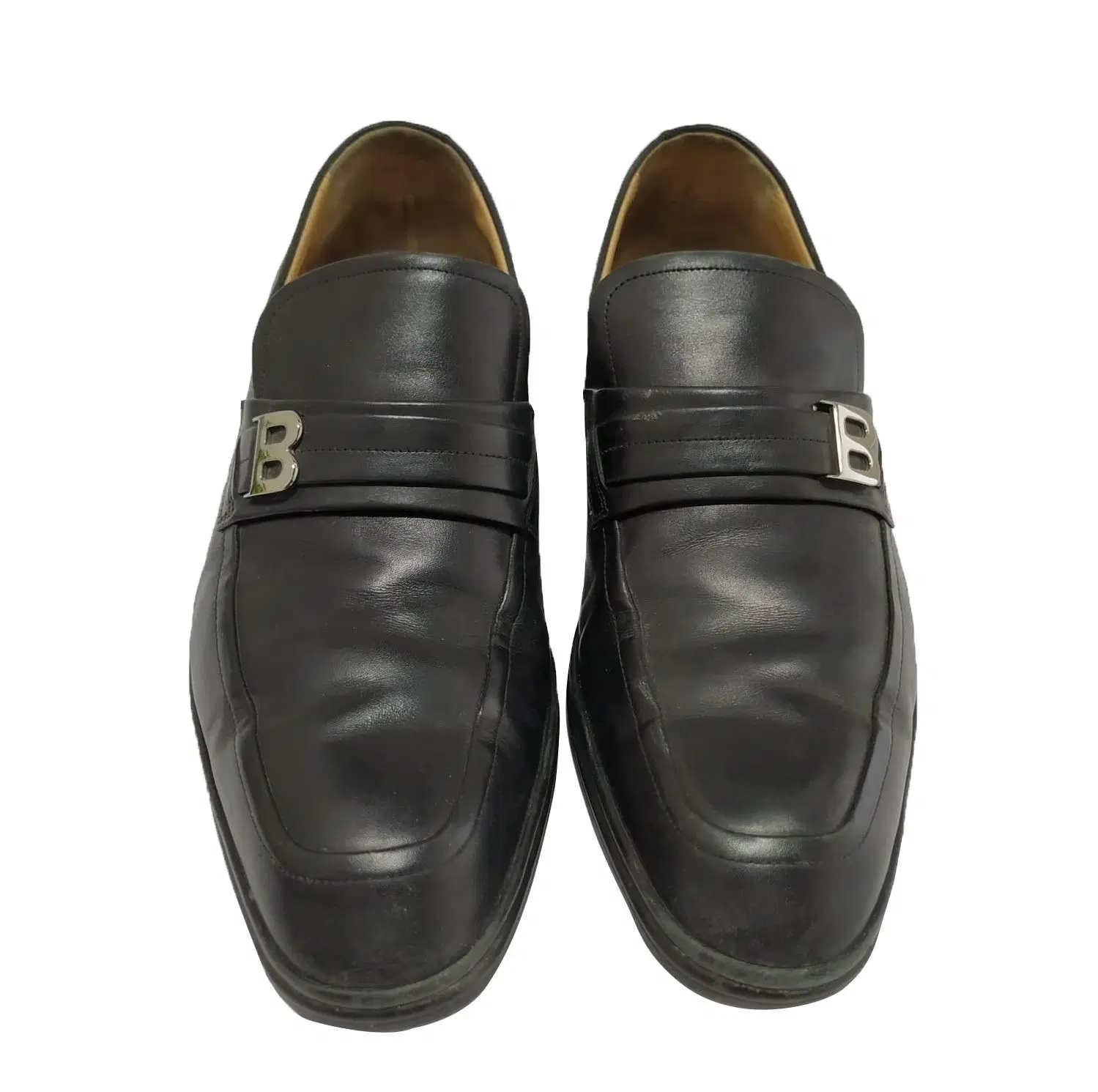 Size US 8.5 - Bally Nevio Black Leather B Logo Buckle Loafer