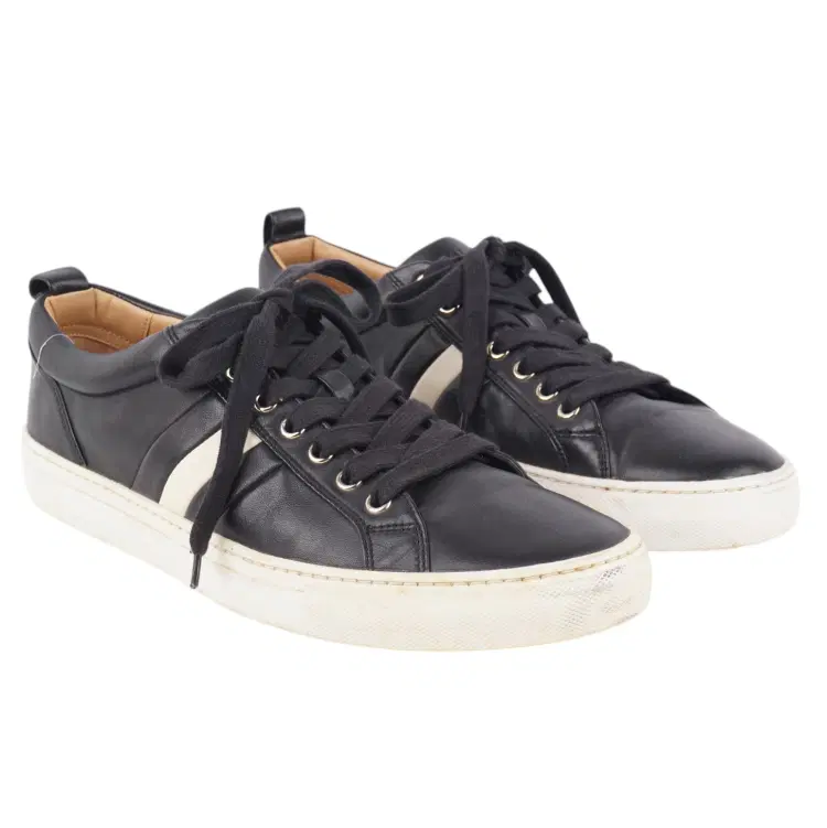 Size 9 - Bally Black /White Trim Leather Sneakers-Hover-Image