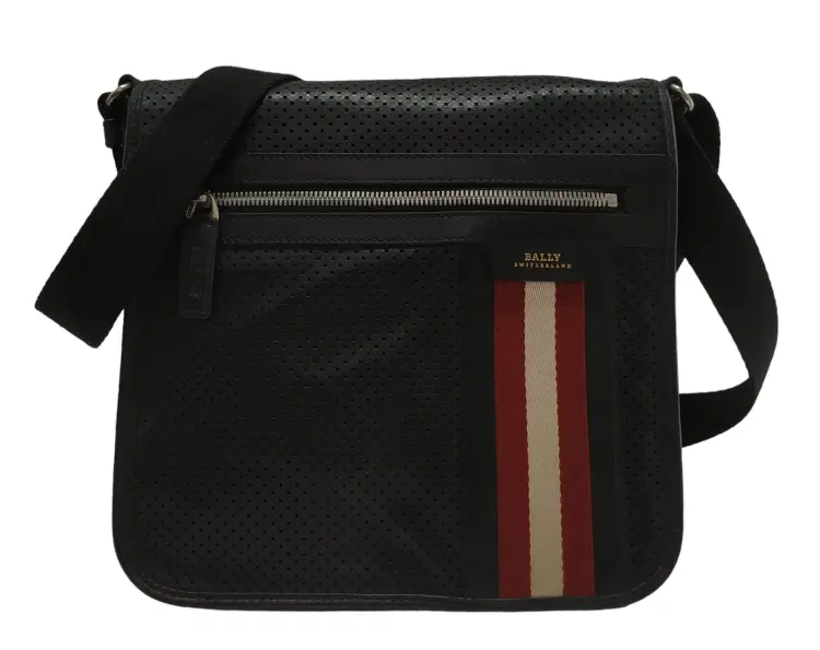 Bally Black Perforated Messenger Bag-Hover-Image