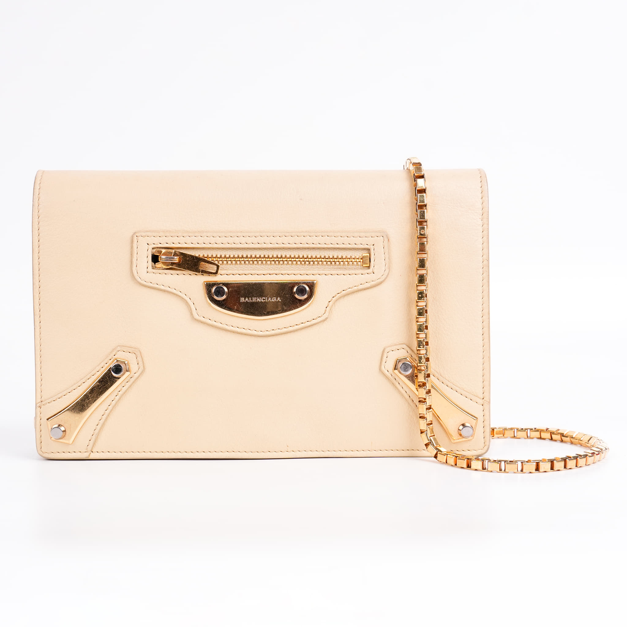 Balenciaga Metal Plate City Chain Wallet