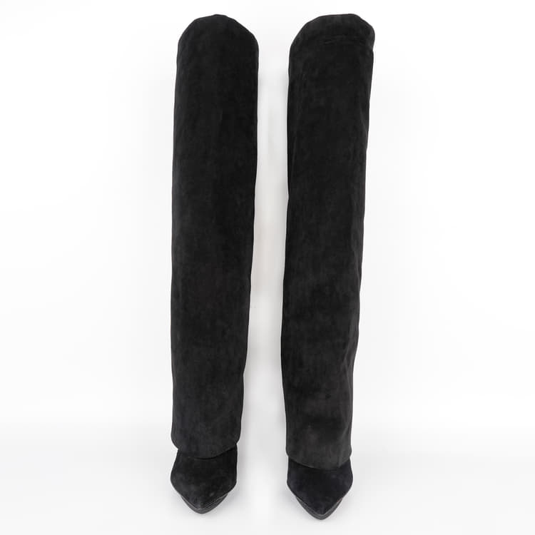 Size 38.5 - Balmain Ariel black suede over-the-knee boots-Hover-Image