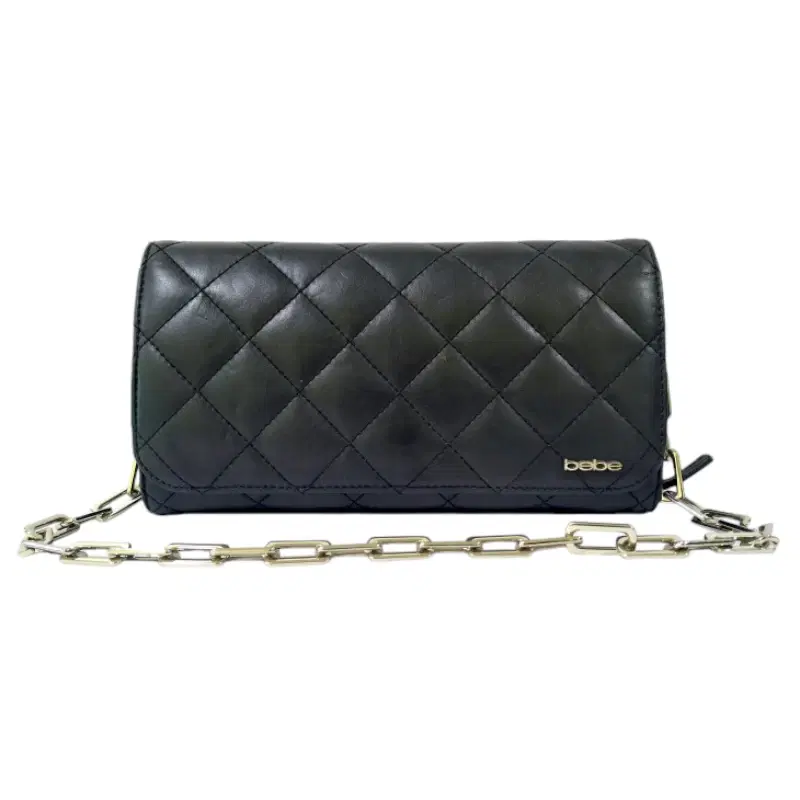 Bebe Black Quilted Leather Clutch