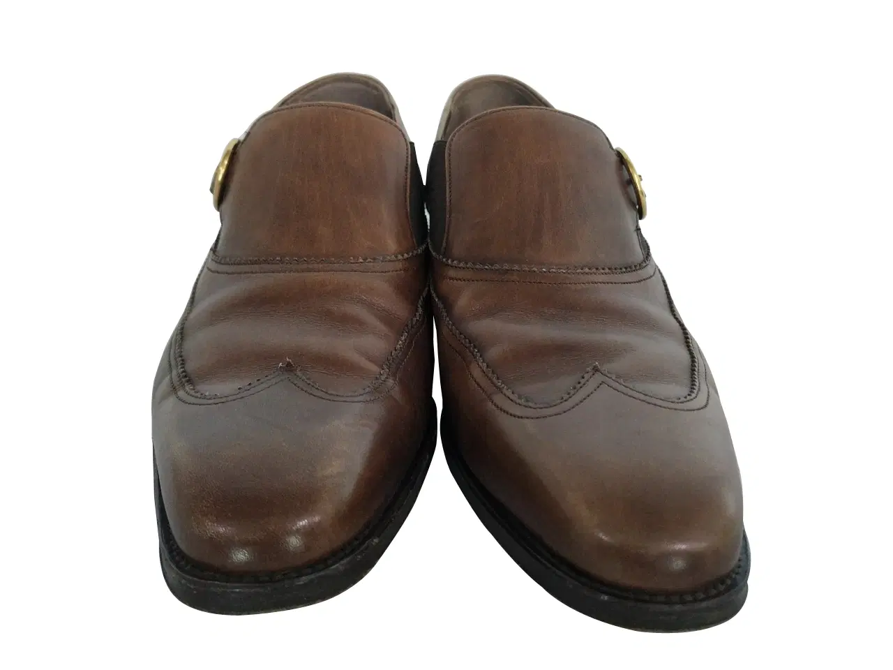 Salvatore Ferragamo Side Gore Monk Strap Gold Shoes