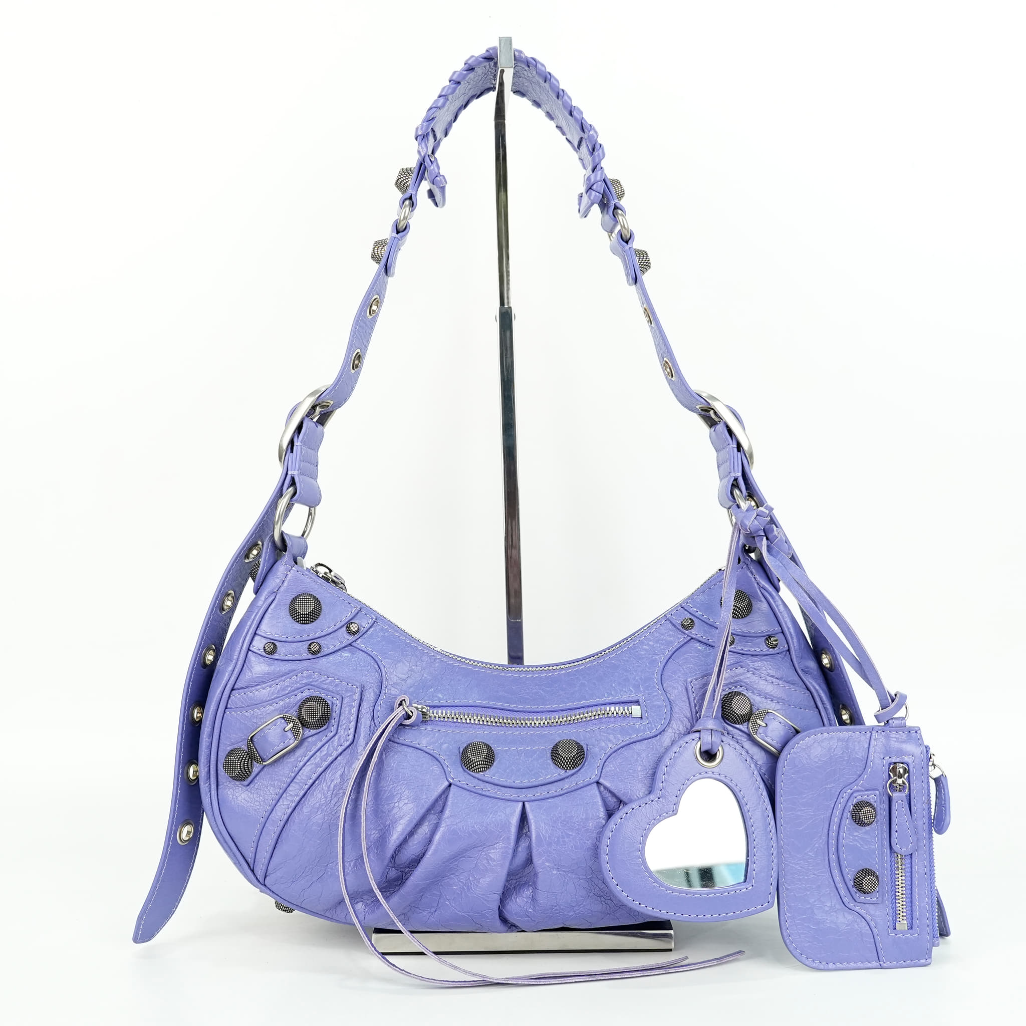 Balenciaga Le Cagole XS Shoulder Bag in Purple Arena lambskin