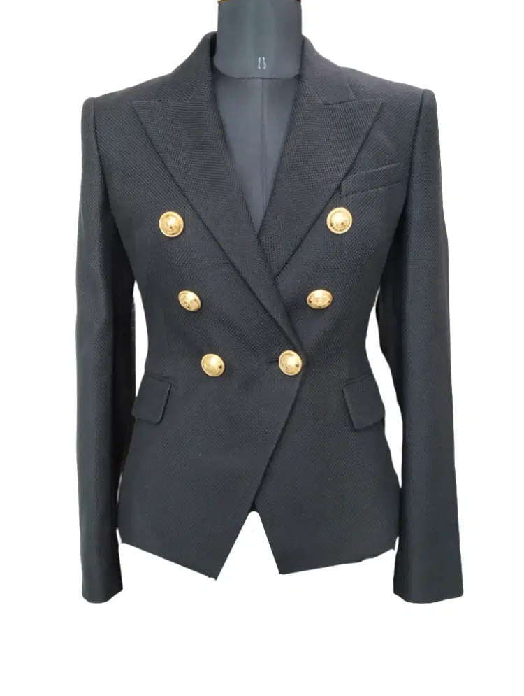 Balmain Black Double-breasted Blazer-Hover-Image