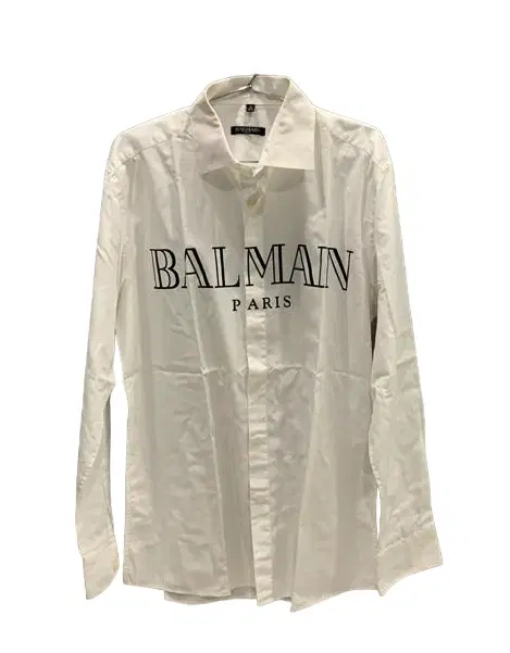 Balmain Logo Long Sleeve White Shirt