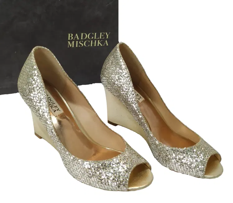 Size 38 - Badgley Mischka Awake Glitter Wedges - 38, 7-Hover-Image