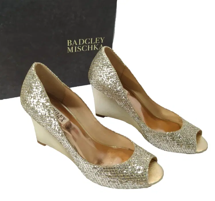 Size 39 - Badgley Mischka Awake Glitter Wedges - 39, 8-Hover-Image
