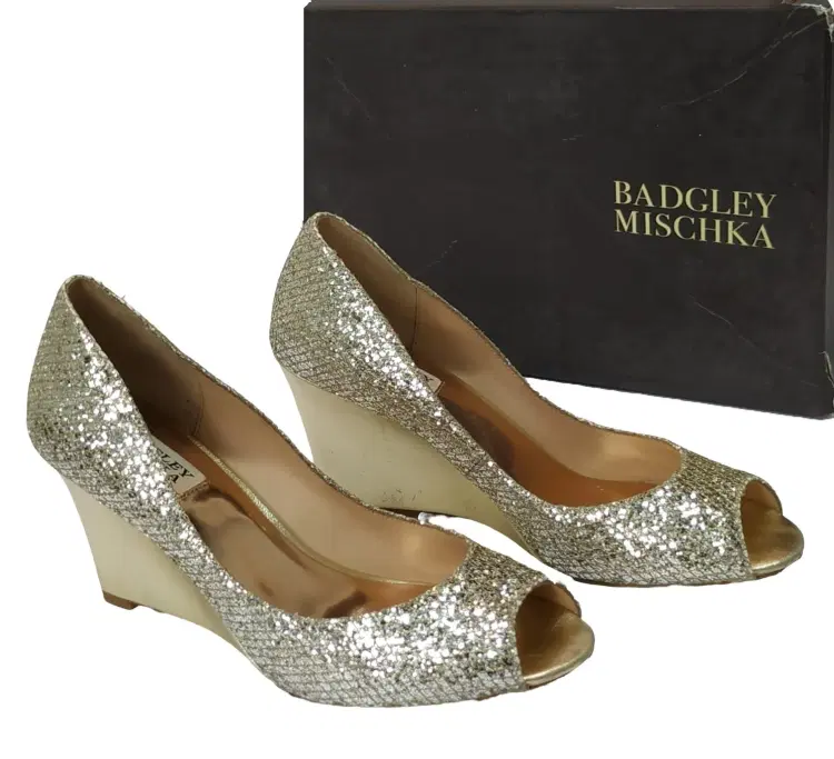 Size 39.5 - Badgley Mischka Awake Glitter Wedges - 39.5, 8.5-Hover-Image